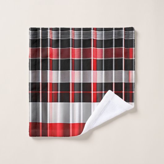 レッドブラック抽象芸術プレイドコレクシ人気があるョン バスタオルセット (ウォッシュタオル)