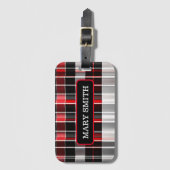 レッドブラック抽象芸術プレイドコレクシ人気があるョン ラゲッジタグ (正面縦)