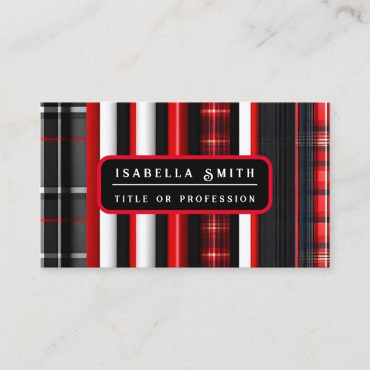 レッドブラック抽象芸術プレイドトレンディーコレクション 名刺 (正面)