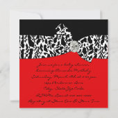 レッドブラック牛プリント女性のカーボーイベビーシャワー 招待状 (裏面)