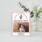 レッドブラック獣医学校写真卒業パーティー インビテーションポストカード (スタンド正面)
