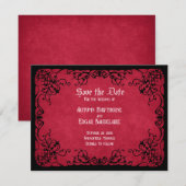 レッドブラック結婚ゴシック セーブザデート (正面/裏面)