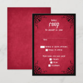 レッドブラック結婚ゴシック 出欠カード (正面/裏面)