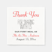 レッドブラック結婚ズサンキュー披露宴タイポグラフィ スタンダードカクテルナプキン (正面)