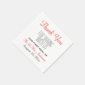 レッドブラック結婚ズサンキュー披露宴タイポグラフィ スタンダードカクテルナプキン (角)