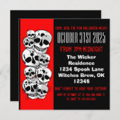 レッドブラック絵を描スプラットスカルハロウィーン招待状 招待状 (正面/裏面)