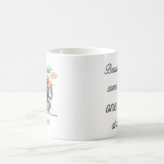 レッドブラック裁縫マシン引用文フローラクリエイティブ コーヒーマグカップ (中央)