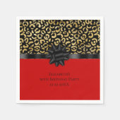 レッドブラック金ゴールドの個人用設定Leopard印刷誕生日 スタンダードカクテルナプキン (正面)