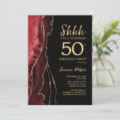 レッドブラック金ゴールドアゲートサプライズ50誕生日 招待状 (スタンド正面)