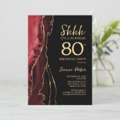 レッドブラック金ゴールドアゲートサプライズ80誕生日 招待状 (スタンド正面)