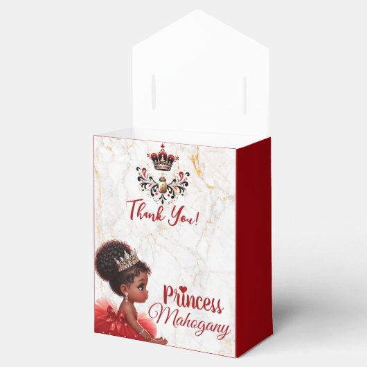 レッドブラック金ゴールドアフリカプリンセス王室のベビーシャワー フェイバーボックス (オープン)