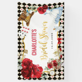 レッドブラック金ゴールドアリスinワンダーランドブライダルシャワー 横断幕 (縦)