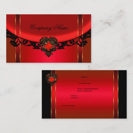 レッドブラック金ゴールドエレガントブティックレッドプロファイル 名刺 (正面/裏面)