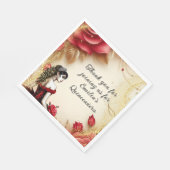 レッドブラック金ゴールドキンセアニラドレスバラカスタム スタンダードランチョンナプキン (角)