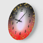 レッドブラック金ゴールドグリッターパーティータイムギフトアイディア ラージ壁時計 (傾斜)