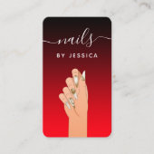 レッドブラック金ゴールドグリッター大理石ネイルアーティストQRコード 名刺 (正面)