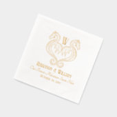 レッドブラック金ゴールドドラゴンモノグラム結婚ファンタジー 箔ナプキン (左)