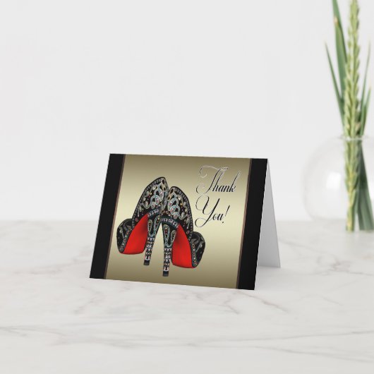 レッドブラック金ゴールドハイヒールありがとう サンキューカード (正面)
