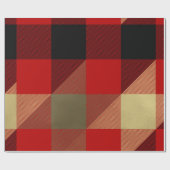 レッドブラック金ゴールドバッファロープレイド素朴ホリデー ラッピングペーパー (フラット)