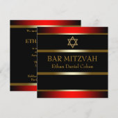 レッドブラック金ゴールドバー(ユダヤ教の)バル・ミツバー 招待状 (正面/裏面)