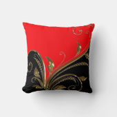 レッドブラック金ゴールドフローリッシュ装飾用クッション クッション (正面)