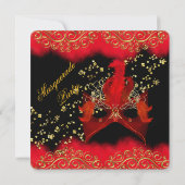 レッドブラック金ゴールドマスクマスカレード誕生日パーティー 招待状 (裏面)