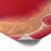 レッドブラック金ゴールド流動大理石アクリルアート抽象芸術 ポスター (角)