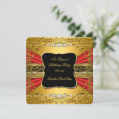 レッドブラック金ゴールド華美誕生日パーティー 招待状 (スタンド正面)