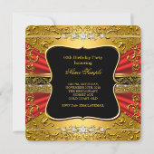 レッドブラック金ゴールド華美誕生日パーティー 招待状 (裏面)