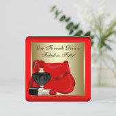 レッドブラック金ゴールド香水ウーマンズバースデーパーティー 招待状 (スタンド正面)