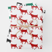 レッドブラック&グリーンウッドランドスタグホワイト ラッピングペーパーシート (インサイチュ)