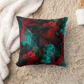 レッドブラック&ターコイズ抽象芸術カラーブロックデザイン クッション (ブランケット)