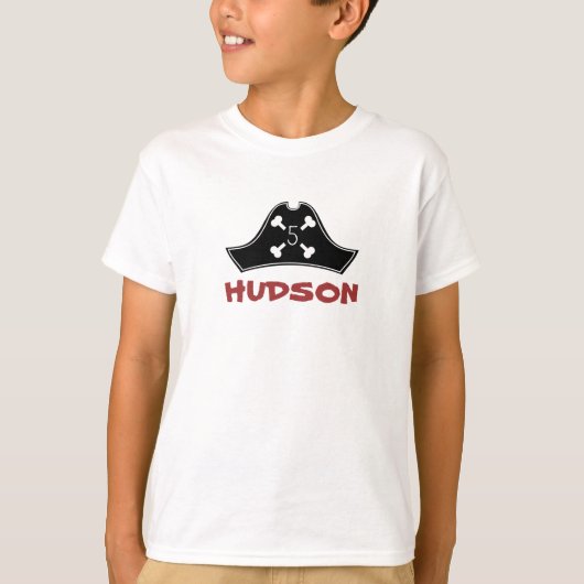 レッドブラック+ホワイトガールズパイレーツ誕生日 Tシャツ (正面)