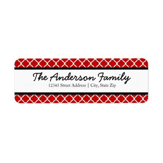 レッドブラック&ホワイトクローバー-差出人住所ラベル ラベル (正面)