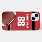 レッドブラック&ホワイトストライプサッカージャージー Case-Mate iPhoneケース (裏面 (横))