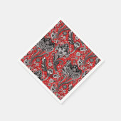 レッドブラック&ホワイトフローラペイズリーボヘミアンボホ スタンダードカクテルナプキン (角)