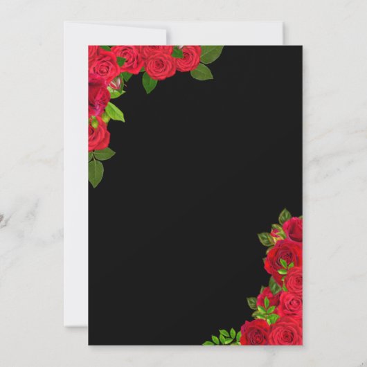 レッドブラック&金ゴールドエレガントバラキンセアニェラ 招待状 (裏面)