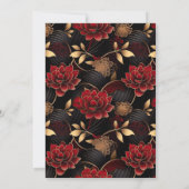 レッドブラック&金ゴールドフローラ大理石21st誕生日 招待状 (裏面)