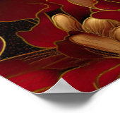 レッドブラック&金ゴールド大理石フローラ結婚ズへようこそ ポスター (角)