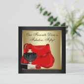 レッドブラック&金ゴールド誕生日パーティー 招待状 (スタンド正面)