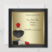 レッドブラック&金ゴールド誕生日パーティー 招待状 (裏面)