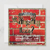 レッドブリック＆グリッター ホリデー ナughty or Nice パーティー 招待状 (正面)