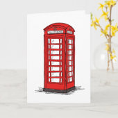 レッドブリティッシュの電話ボックスのブースを折り畳んだ カード (黄色い花)