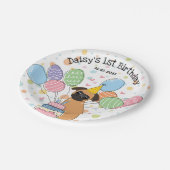 レッドブリュッセルグリフォン犬の誕生日パーティー ペーパープレート (アングル)