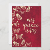 レッドブルガンディと金ゴールドキンセアニラティアラバタフライ 招待状 (裏面)