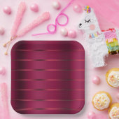 レッドブルガンディリボンブライダルシャワー ペーパープレート (パーティー)