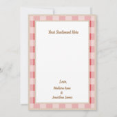 レッドブルゴーニュの格子模様のギンガムカントリー結婚式 サンキューカード (裏面)