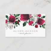 レッドブルゴーニュアイボリー牡丹ブーケイベントプランナー 名刺 (正面)