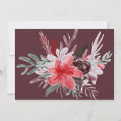 レッドブルゴーニュクラフトフローラグリッターブライダルシャワー 招待状 (裏面)