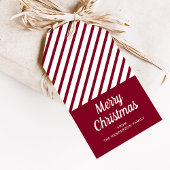レッドブルゴーニュストライプーのクリスマス ギフトタグ